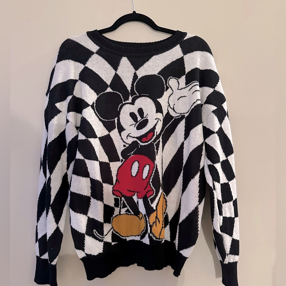 Disney | Black and White Mickey Mouse Sweater; Size Large